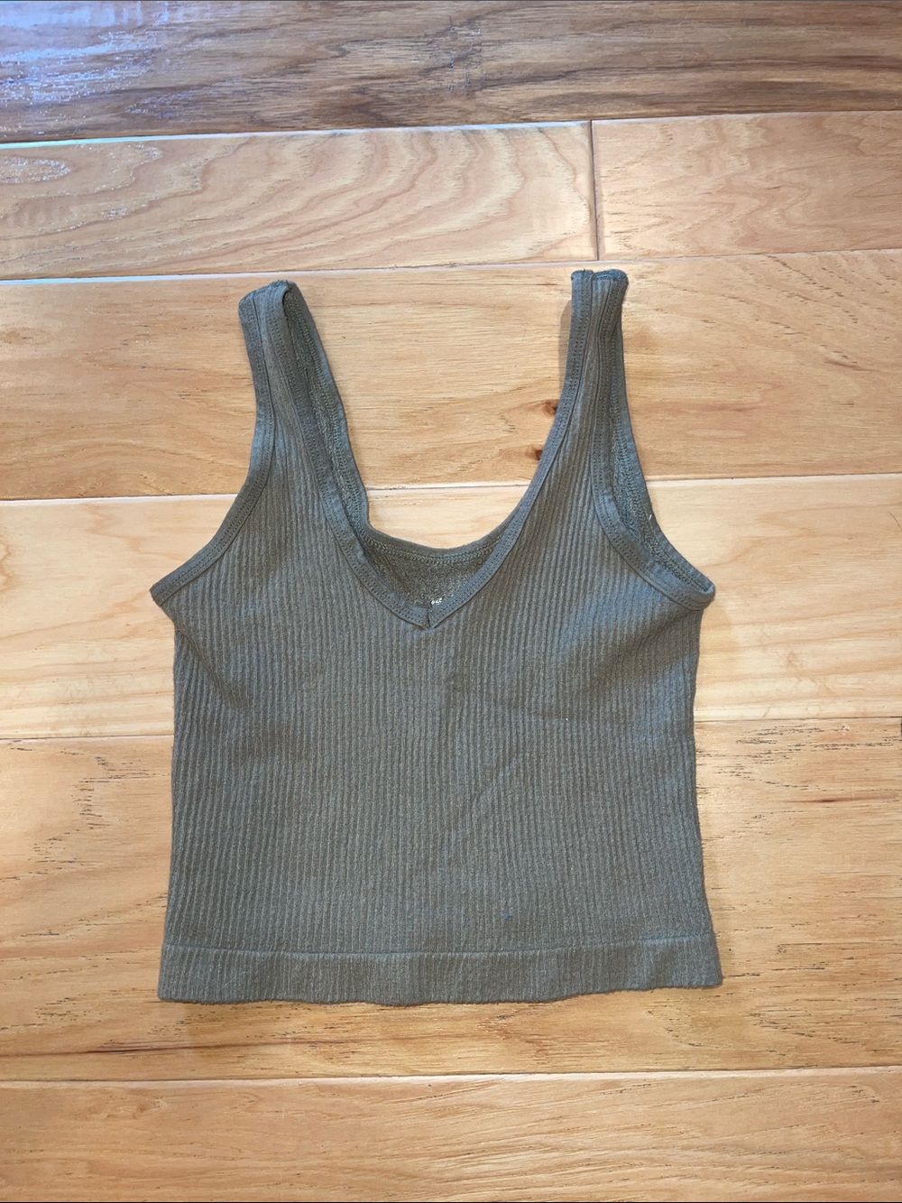 Urban Outfitters Ribbed V-Neck Tank Top — Olive